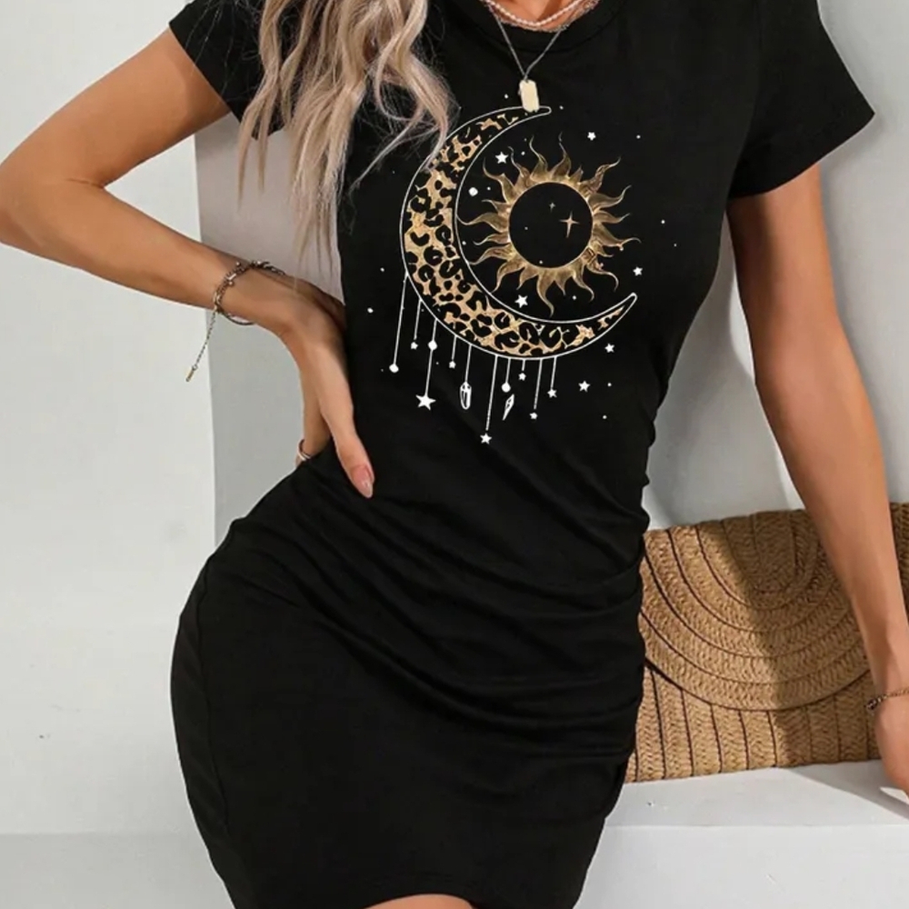 Black Sun/Moon T-Shirt Dress